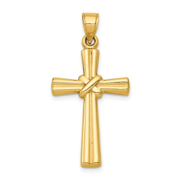 14k Yellow Gold Hollow Cross Pendant